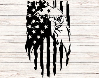 American Flag Eagle SVG: Distressed USA Patriotic Design (Digital Download)
