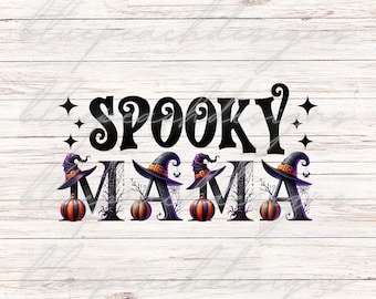 Spooky Mama PNG: Halloween Graphic Tee Design (Digital Download)