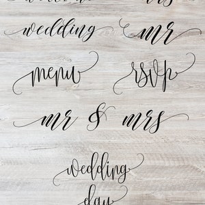 8 Pack Wedding Bundle Mr. and Mrs., Wedding Day, RSVP, Menu, and more SVG/PNG Digital Files Download Instant Seamless Clip Art Transparent