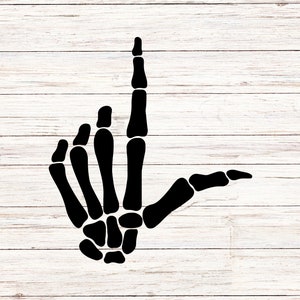 Skelet verliezer Hand vorm van een L Halloween Horror gotische SVG/PNG digitale bestanden downloaden Instant naadloze clip art transparante achtergrond