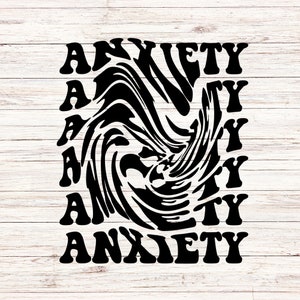Ansiedad svg ANSIEDAD retro groovy letras onduladas svg word art svg divertido SVG/PNG Archivos digitales Descargar Seamless Clip Art Fondo transparente