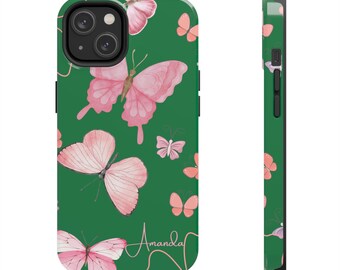Custom Unique butterfly iPhone 14 case cover, Butterfly print phone case for iPhone 14, Butterfly iPhone 14 case for girls, Butterfly-themed