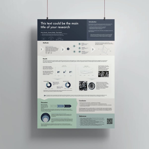 Modèle d'affiche de recherche, A0 portrait modifiable Powerpoint - Présentation de l'étude scientifique - conférence académique