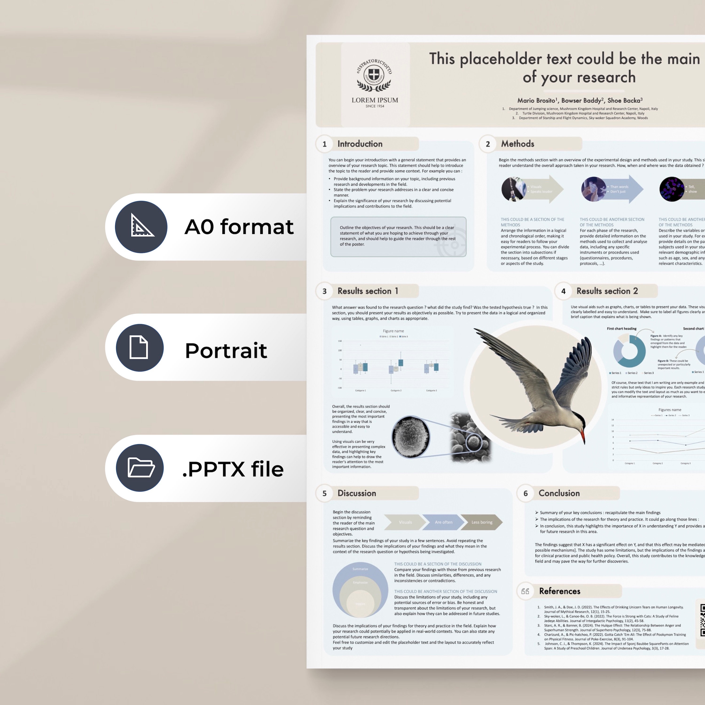 Scientific Poster Template | A0 Portrait Powerpoint for Conference ...