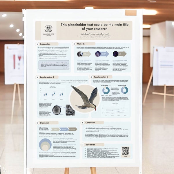 Scientific poster template | A0 portrait powerpoint for conference presentation or academic project | Aesthetic color and creative layout