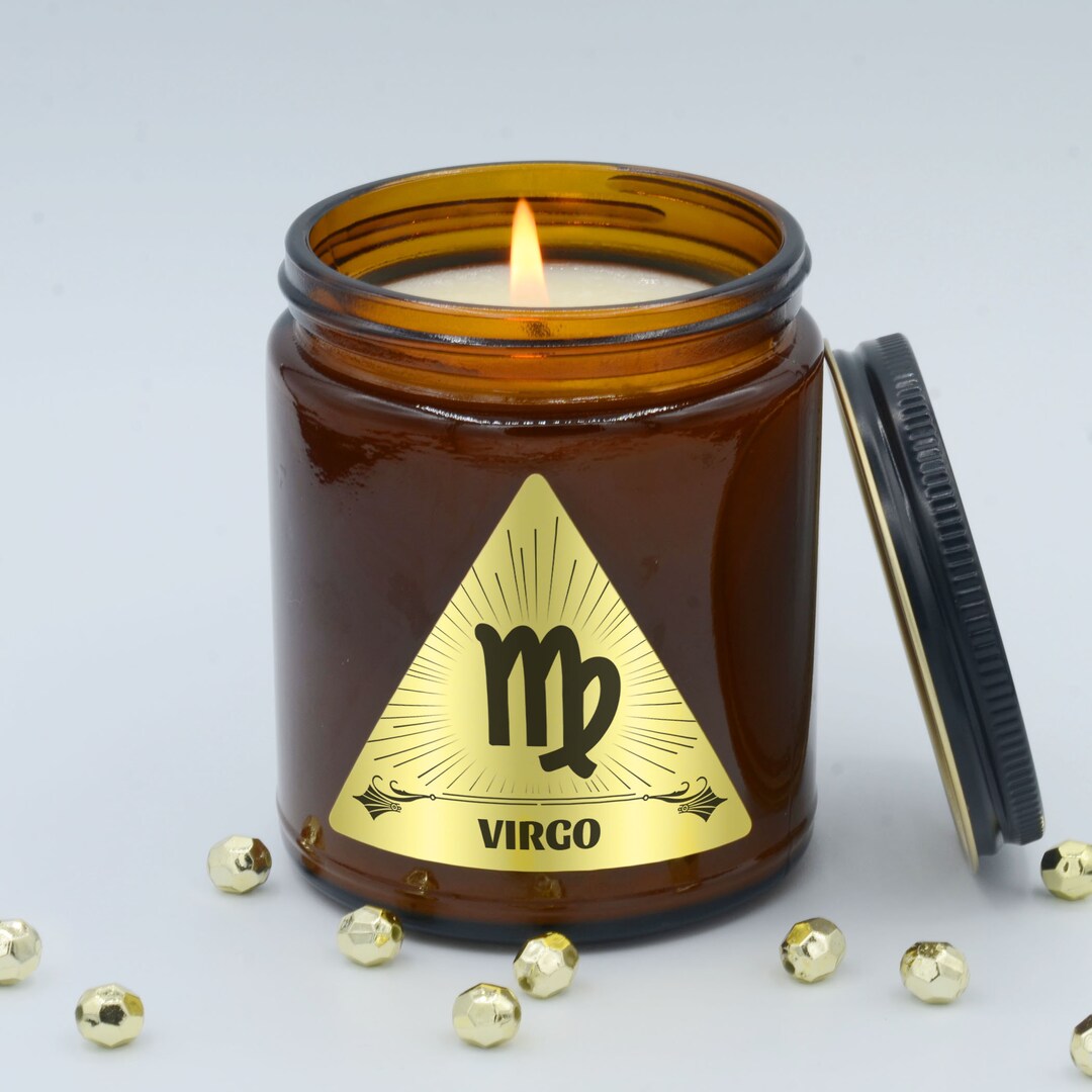 Virgo Zodiac Soy Candle Gold Label, Horoscope Candle, Zodiac