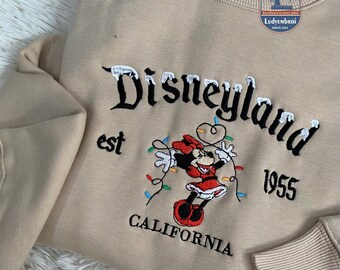 Mouse Cartoon Girl Christmas Embroidered Shirt, Magical Land Cartoon Christmas Embroidered Sweaters, Christmas Embroidered Sweatshirt