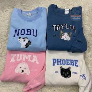 Personalized Dog Name Hoodie, Custom Embroidered Pet Face Sweatshirt from Photo, Varsity Style Dog Hoodie, Unique Gifts for Dog Owners