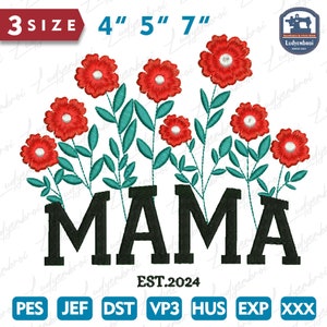 Mama Blumen-Stickerei-Design, Muttertags-Stickerei-Design, Mama-Stickerei-Design, Muttertagsgeschenk, sofortiger Download