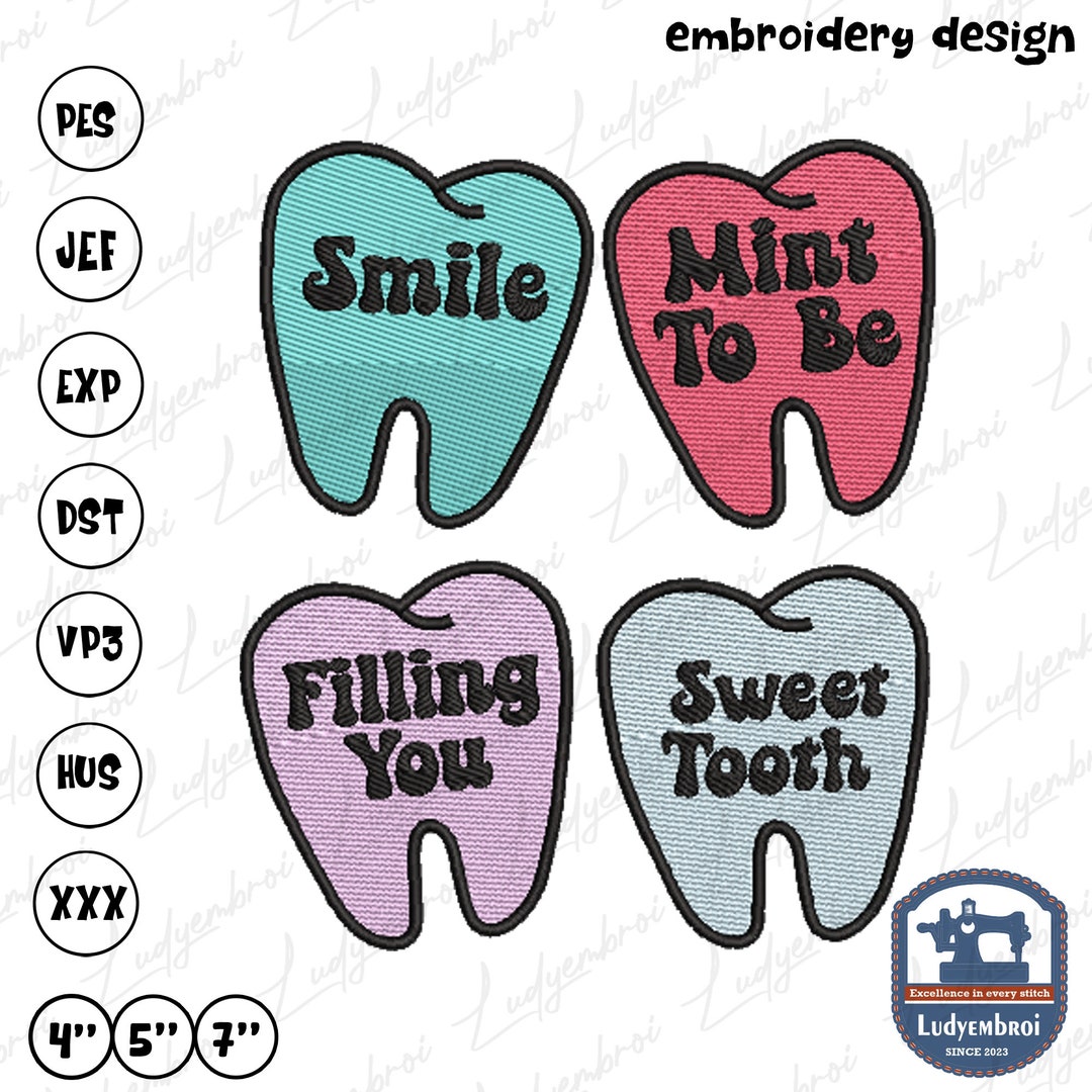 Dental Squad Valentine Embroidery Design, Dental Hygienist Embroidery