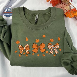 Herbst gesticktes Sweatshirt, Herbst Kokette gestickte Pullover, Kokette Bogen gestickte Hemd, Retro Herbst Hemd, gemütliche Jahreszeit
