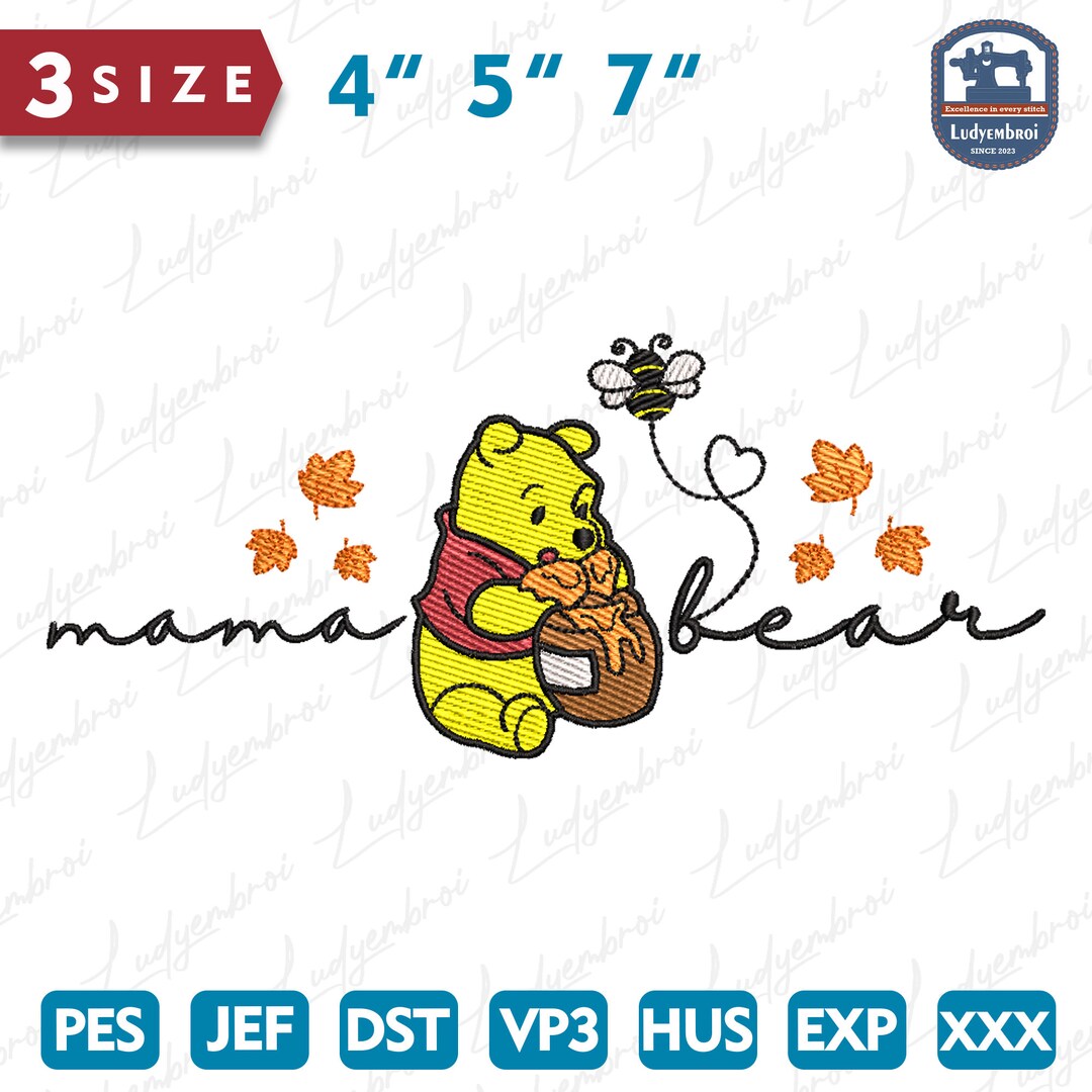 Mama Bear Embroidery Design, Bear Mom Embroidery, Family Vacation ...