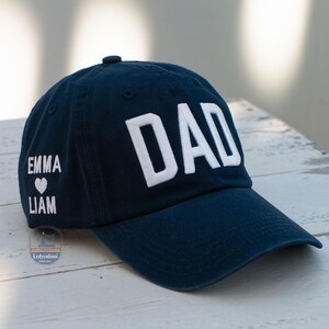 Father’s Day Embroidered Baseball Cap, Custom Dad And Kid Name Embroidered Hat, Custom Dad Baseball Cap, Gift For Dad