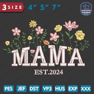 Personalized Mama Flower Mother's Day Embroidery, Custom Mama Flower Embroidery Design, Mother's Day Embroidery Design, Instant Download