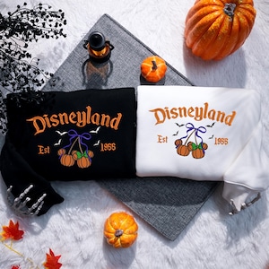 Sweat-shirt d&#39;Halloween rétro coquette avec noeud, sweat-shirt citrouille dessin animé souris, t-shirt brodé Halloween Magical Kingdom