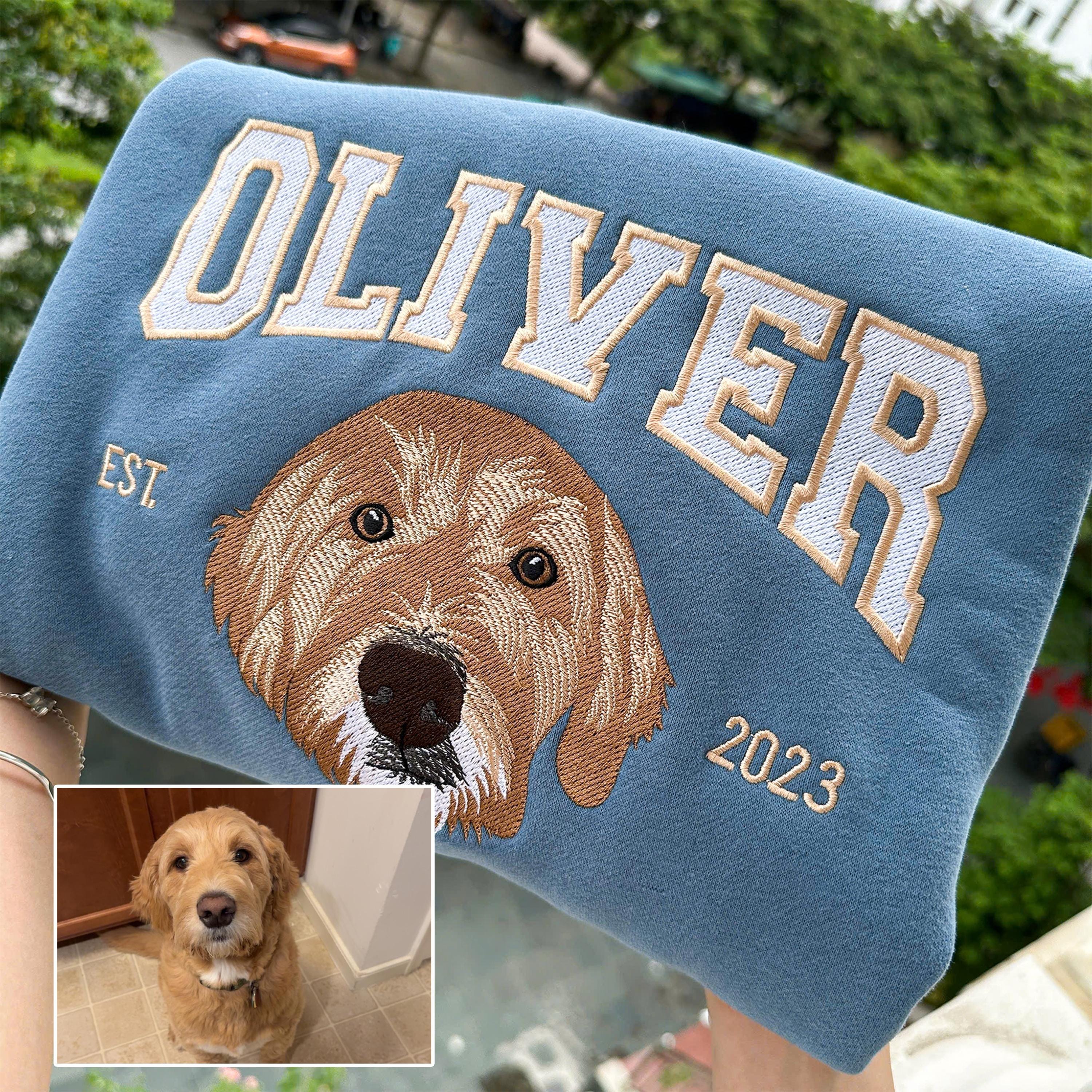 Custom Dog Face Embroidered Sweatshirt, Personalized Dog or Cat Sweater with Name, Pet Lover Gift, Pet Embroidery Sweater, Custom Pet Tshirt