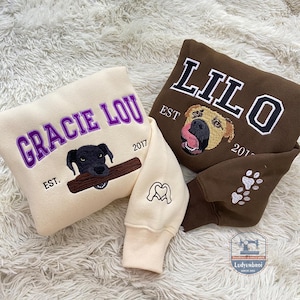 Custom Embroidered Pet Hoodie, Personalized Pet Face Sweatshirt, Custom Pet Name Shirt, Unique Gift for Pet Lovers
