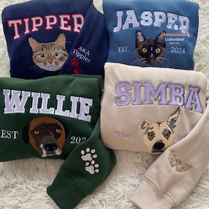 Sudadera con cara de mascota personalizada, sudadera con capucha bordada personalizada para mascotas, camiseta con nombre de mascota personalizada, regalo único para amantes de las mascotas
