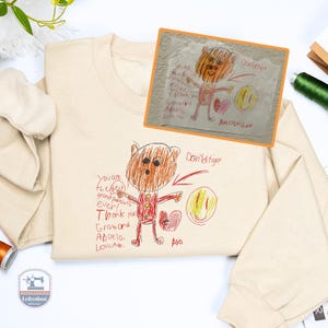 Kid Drawing Embroider Shirt, Custom Embroidered Photo Shirt, Custom Embroidered Kids Drawing Shirt, Drawing Shirt, Kid Art Shirt