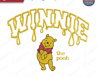 Cute Yellow Bear Embroidery Design, Mother’s Day Embroidery Design, Embroidered Cartoon Character Embroidery Design, Instant Download