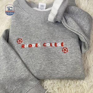 Embroidered College Crew Sweatshirt, Custom Bubble Letter College Name, High School Hoodie, Gift for Graduation, Trendy Shirt for College