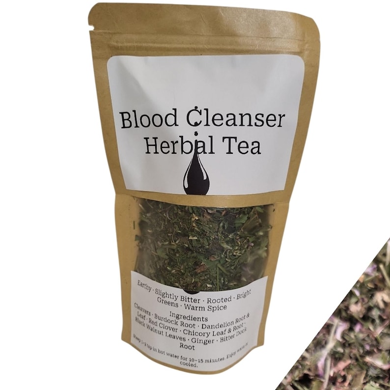 Té de hierbas desintoxicante para la sangre – Raíces y hojas silvestres imagen 1