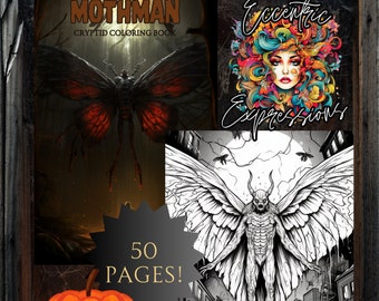 Mothman - Cryptid Coloring - 50 Coloring Pages - Which is Your Mothman? - Perfect Gift For Mom Dad Sister Brother