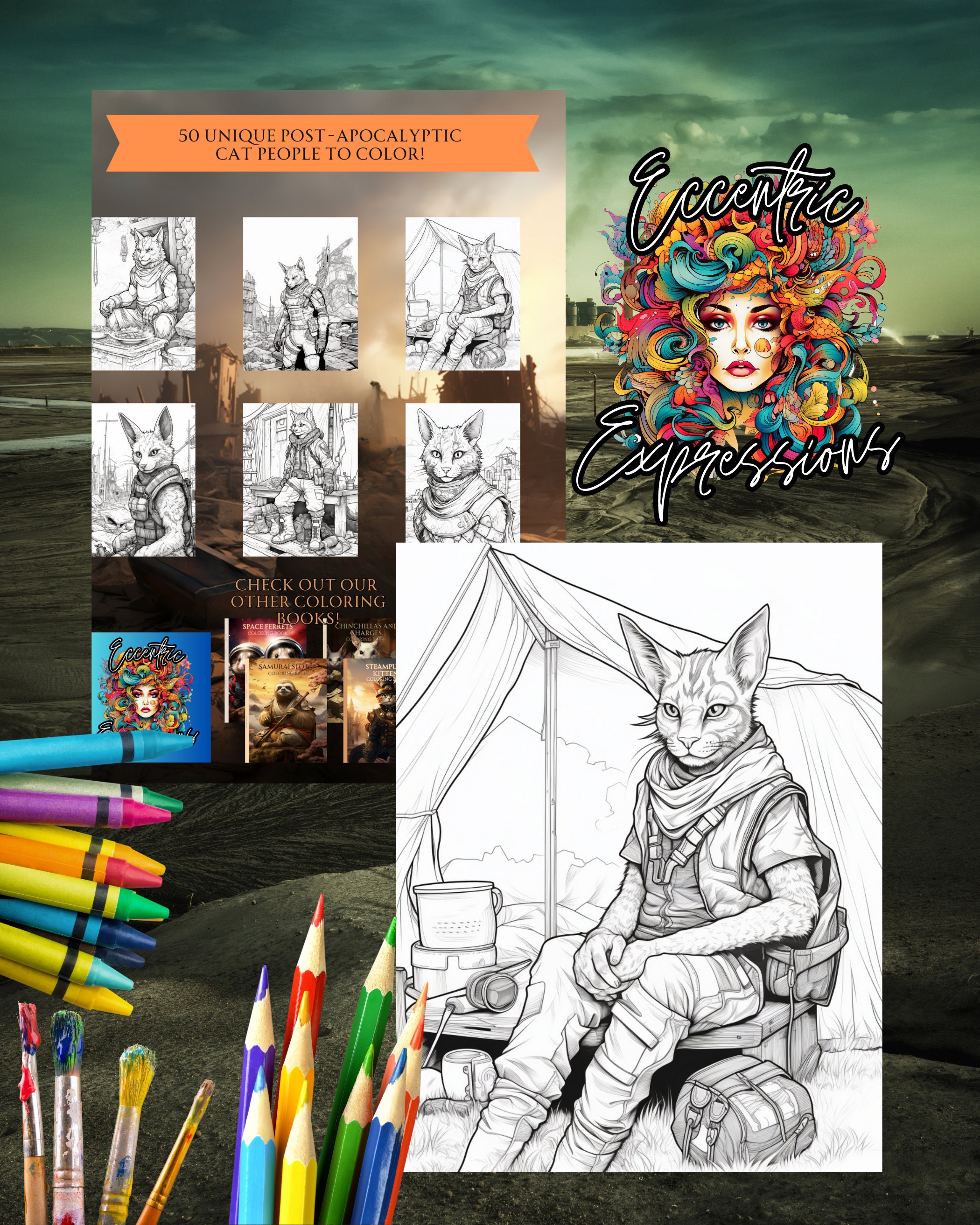 Post-apocalyptic Cat People - 50 Coloring Pages About Our Future Life ...