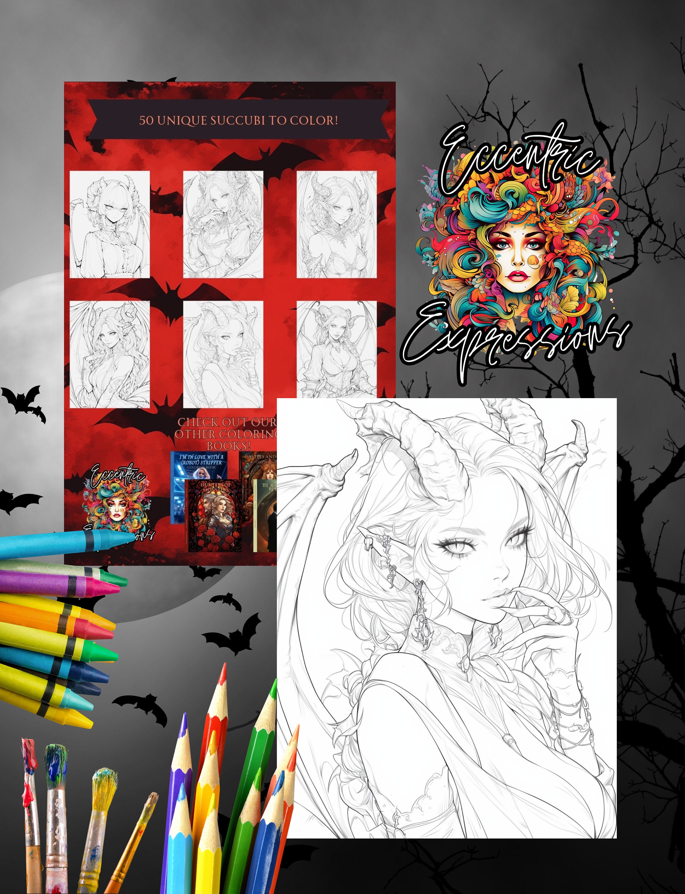 Succubus Adult Coloring Book: 50 Sensual Illustrations (digital ...