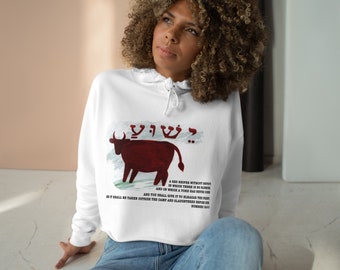 Yeshua Red Heifer Crop Hoodie Bible verse Numbers 19 Jesus Christ Messiah Emmanuel Without Blemish Hebrew Easter Valentine Father's Mother's