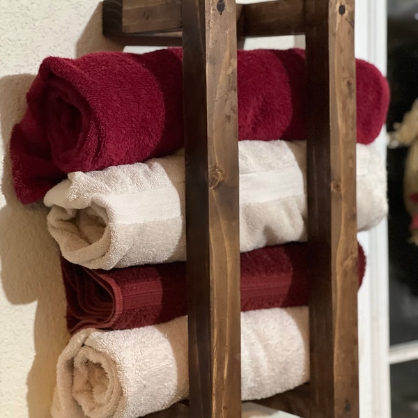 Rustic towel holder, bathroom towel organizer, chic towel holder, wall towel mount, towel storage