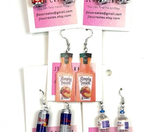Pendientes - Coca-Cola, Pepsi, Red Bull, .... Originales - Pendientes únicos que harán sonreír a cualquiera. Son un regalo perfecto para cualquier ocasión.