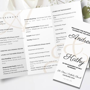 Catholic Wedding Mass Program Trifold: Modern DIY Canva Template (Digital Download)