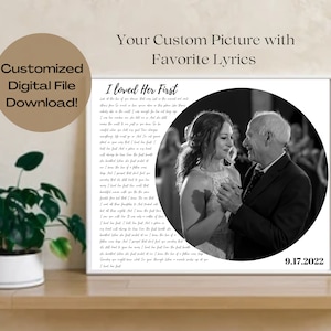 Father Daughter Song Dance Lyrics with Photo, Personalized Father&#39;s Day Gift, Father of the Bride, Sentimental Gift for Dad Digital Download