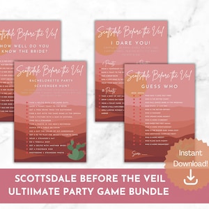Scottsdale Before the Veil Bachelorette Party Ultimate Game Bundle, Arizona Desert Party, Cactus Bach, Instant Download