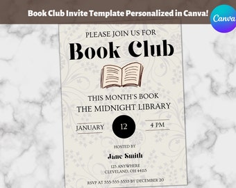 読書クラブの月間招待テンプレート | Canva で完全に編集可能 | デジタルブック招待のダウンロード