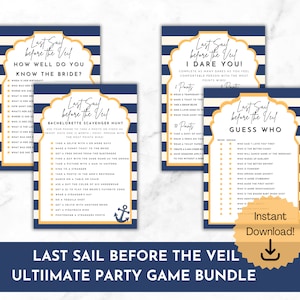 Nautical Bachelorette Party Game Bundle: Last Sail Before the Veil (Digital Download)