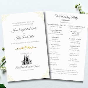 Elegant Catholic Wedding Mass Program: DIY Canva Template (Digital Download)