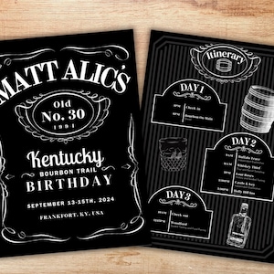 Whiskey Bourbon Trail Birthday Party Invitation Template, Aged to Perfection, Adult Birthday 30th 40th 50th Any Age, Edit in Canva