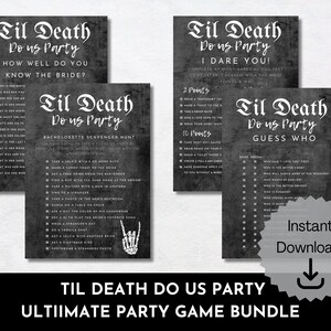 Til Death Do Us Party Bachelorette Party Game Pack Bundle, Death of Bachelorette, Bride or Die, Spooky Bachelorette,  Instant Download