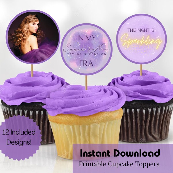 Spreche jetzt Release Party Cupcake Toppers, Taylor Version Listening Party, TS inspirierte Partydekoration, Swifties