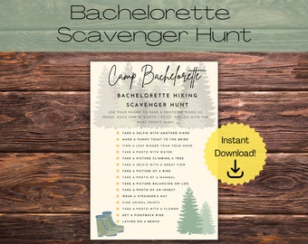 Camp Bachelorette Party Scavenger Hunt, Last Trail before Veil, Outdoor Bachelorette, Instant Download