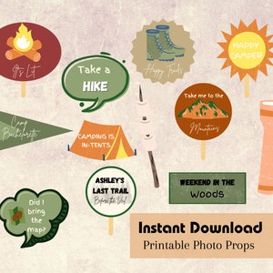 Camp Bachelorette Photo Booth Props: Last Trail Before Veil (Instant Download)