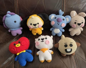 Ready to Ship! Crochet Kpop Animals, BTS, BT21, 3-5", set of 7...