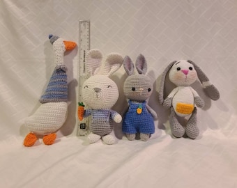 Listo para enviar Cada uno se vende por separado. 11" Ganso, 7-8" Conejitos Conejito Conejito Dulce Conejito de Pascua