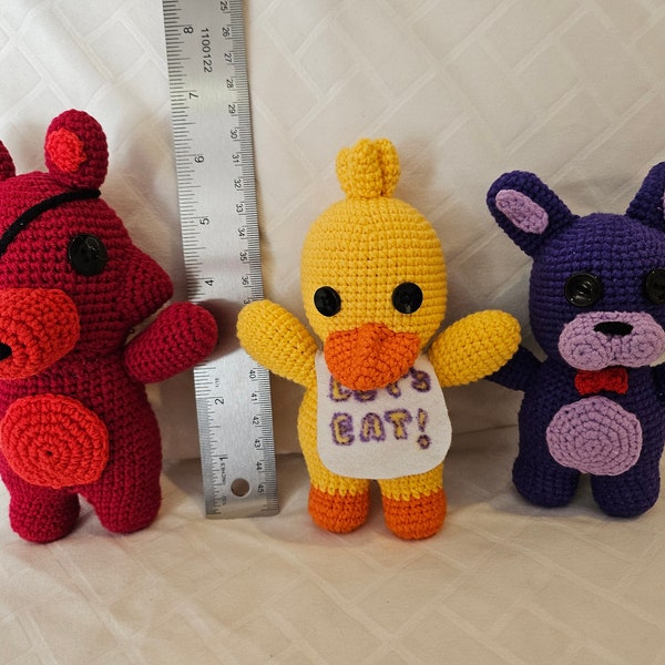Crochet - Ready to Ship - FNAF Five Nights at Freddy's Foxy Bonnie or Chica 5-6" high