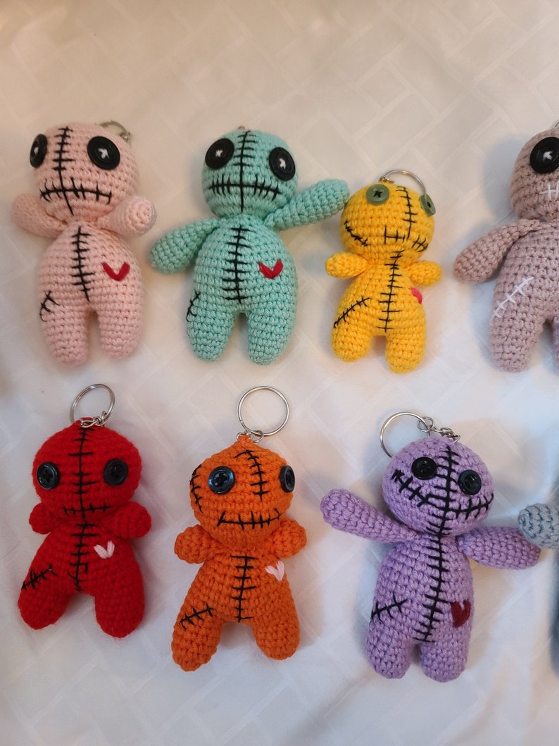 Crochet Voodoo Creepy Doll Keychain Ready to Ship 3.5 to 4.5