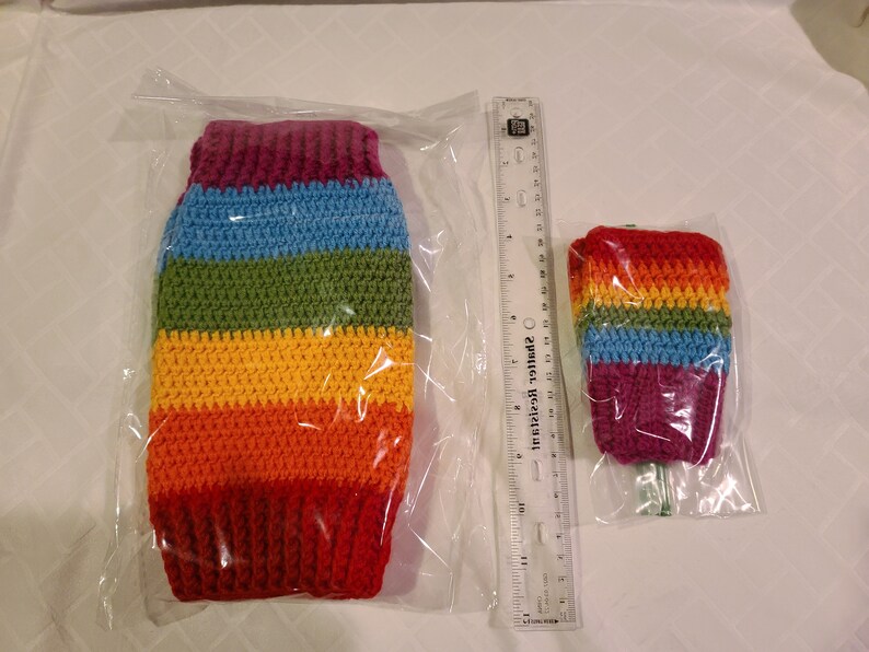 Handmade Crochet Ready to Ship Rainbow Pride Leg Warmers and Fingerless Gloves in 4 Sizes Child