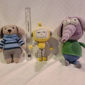 Ready to Ship Each Sold Separately. 8&quot; Puppy Dog, 8&quot; Robot, 12&quot; Elephant