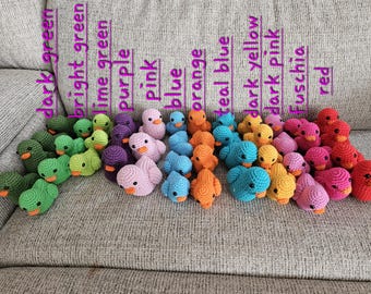 Crochet Ready to Ship Ducks! Duck Ducked Duckies for Jeep Invasion, Cruise Ships or just gifting! Small 2-3" Ducks. Green, Red, Purple, Pink